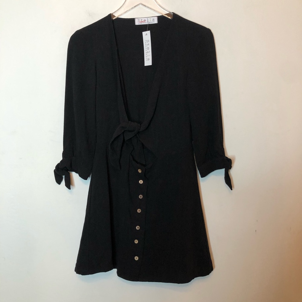 STELLA LAGUNA BEACH Black Tie Front Long Top M